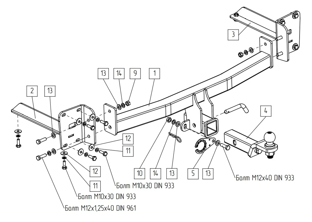 Фаркоп TowRus для Volkswagen Teramont 2022-2026 269092 в Уфа