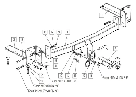 Фаркоп TowRus для Volkswagen Teramont 2022-2026 269092 в Уфа