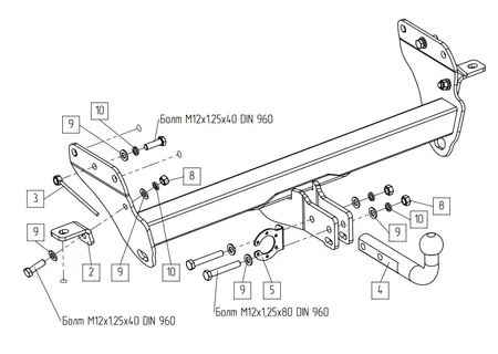 Фаркоп Baltex для Jeep Grand Cherokee 2010-2022 Арт. 049115 049115 в Уфа
