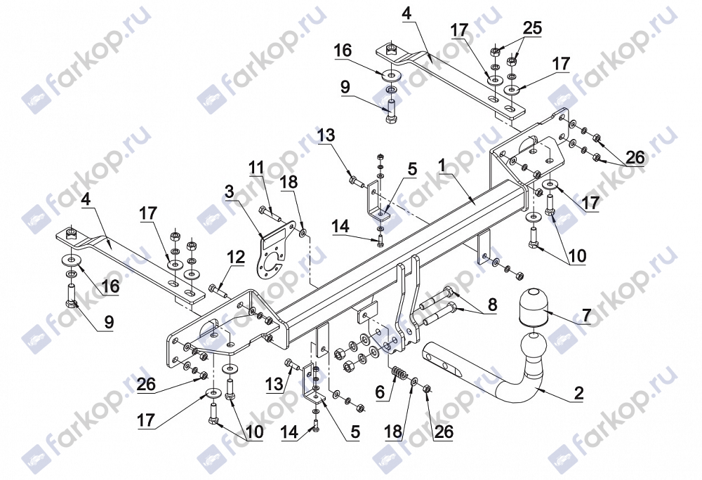 Фаркоп Auto-Hak для Fiat Panda 2012 -2024 купите в Уфе. | Арт. R 51